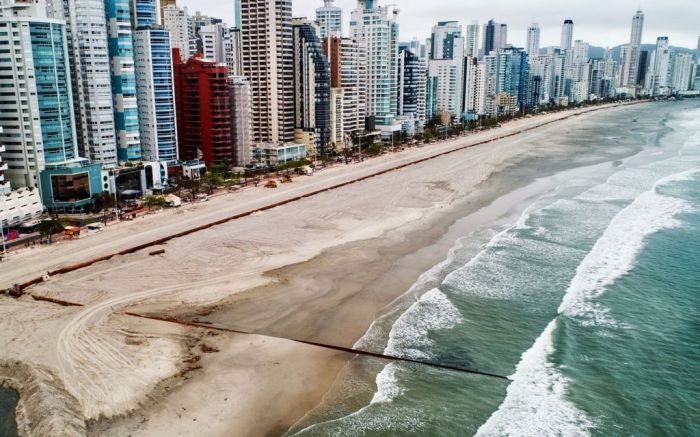 Plantas devem ajudar na estabilidade da areia após obra de ampliação da praia, explica a secretaria Foto: Divulgação/ PMBC