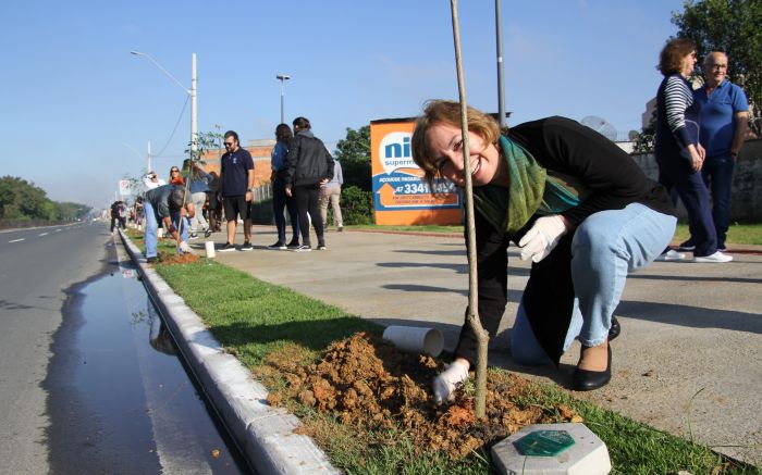 Cada muda recebeu uma placa com o nome de um dos aposentados do IPI (Foto: Divulgação)