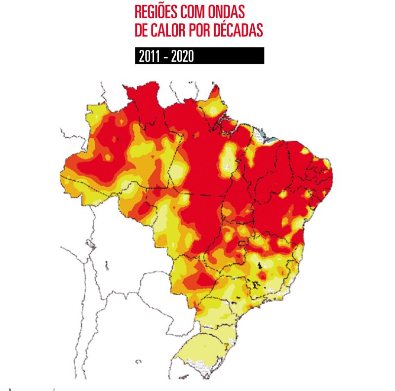 Gráfico mostra regiões atingidas pela onda de calor