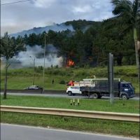 Bombeiros apagam fogo às margens da BR 101 