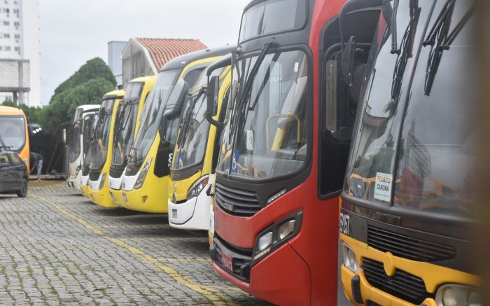 Ônibus saíram da garagem e voltaram a circular pelas ruas de Itajaí (Foto: João Batista)