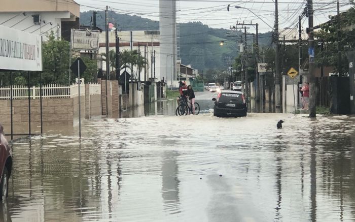 Jardim Esperança é a localidade de Cordeiros atingida (Foto: Divulgação Defesa Civil Itajaí)