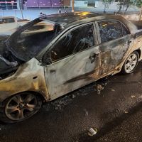 Carro é destruído pelas chamas em acostamento da BR 101 