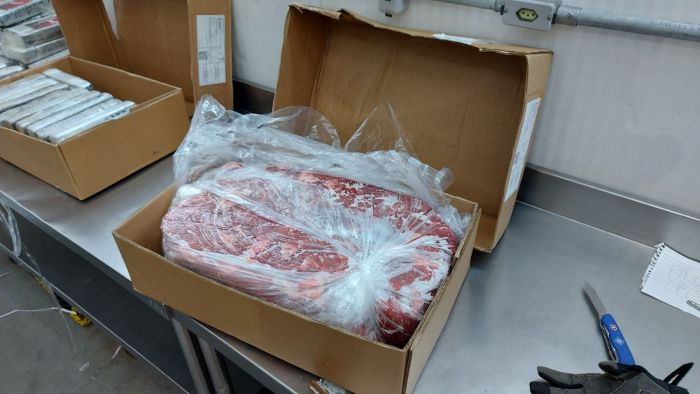 Carne congelada escondida cocaína  (Foto: Arquivo PF)