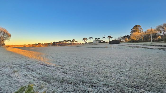 Massa de ar frio e seco trouxe friaca e até geada para o estado na última semana (Foto: Mycchel Legnaghi/São Joaquim Online)