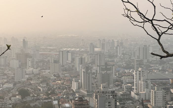 Fumaça pode persistir por semanas e está difícil enxergar o céu
 (Foto: Laura Testoni)