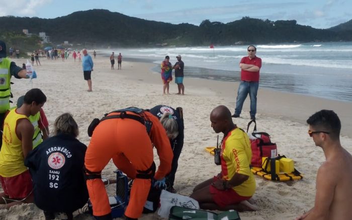 Local onde banhista se afogou estava sinalizado como “perigoso” (Foto: Divulgação CBMSC)