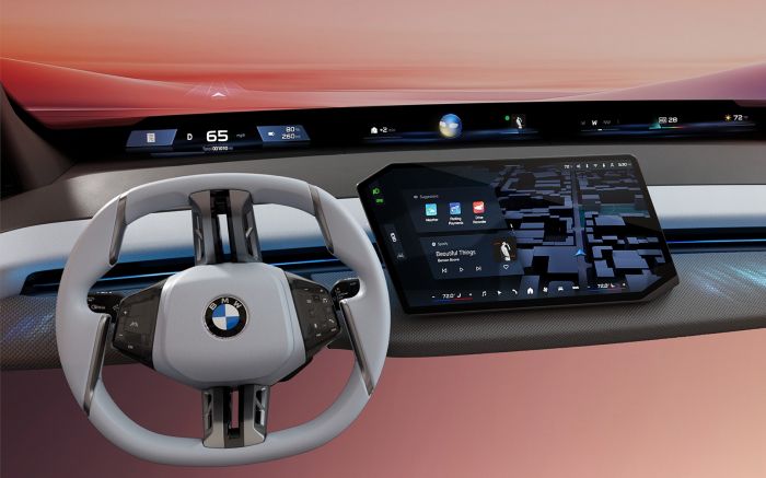 O BMW iDrive aposta em displays avançados para redefinir a experiência de dirigir (Foto: Divulgação)