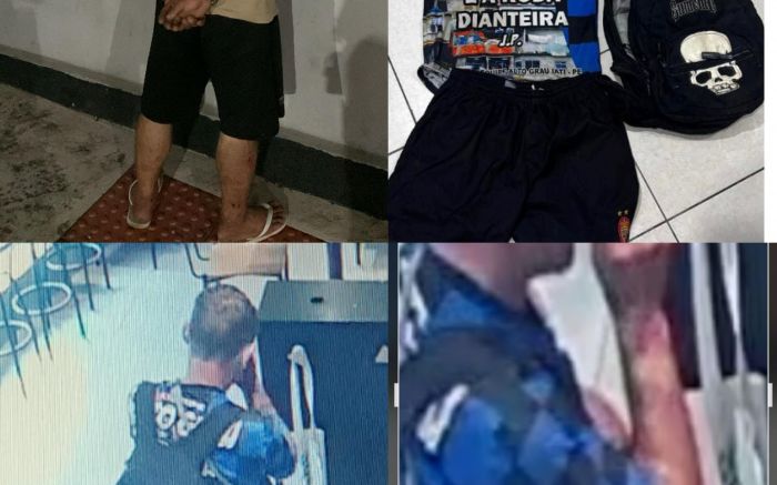 Assaltantes foram identificados com apoio das imagens de segurança e reconhecidos pelas roupas usadas durante o assalto (Foto: PMSC/Divulgação)