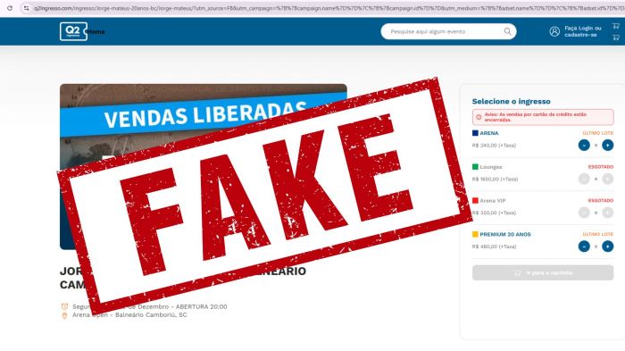 Oportunistas estão vendendo ingressos só no pix (Foto: Reprodução/Internet)