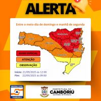 Defesa Civil faz alerta vermelho para Camboriú por causa da chuva