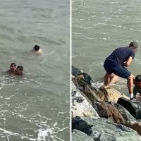 Policial pula no mar e salva garoto de afogamento em Balneário Camboriú
