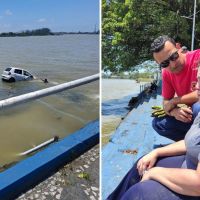 Motorista é salva da morte após carro despencar no rio