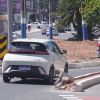 Canteiro entre pista e ciclovia vira armadilha para motoristas