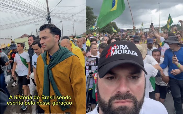 Vereadores de Balneário Camboriú e Itajaí acompanharam parte da caminhada do deputado Nikolas Ferreira até Brasília (Fotos: reprodução/Redes Sociais)