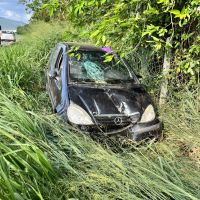 Mercedes sai da pista e acerta árvore na BR 470