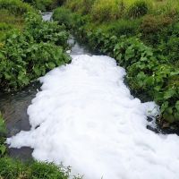 Moradores denunciam espuma branca lançada em ribeirão