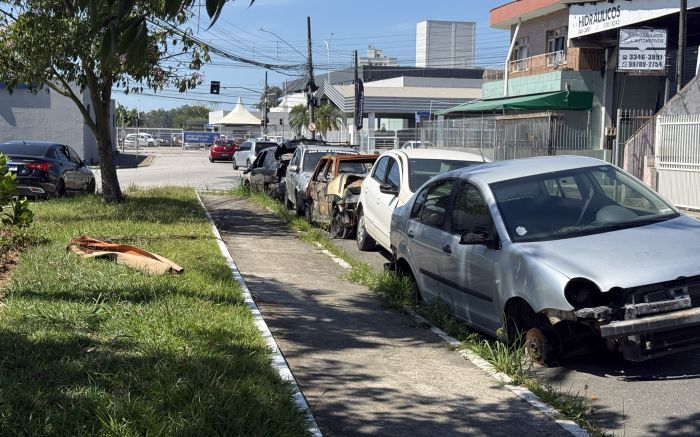 Carros estão no entorno da CPP e perto de uma creche municipal (Foto: Camila Diel)