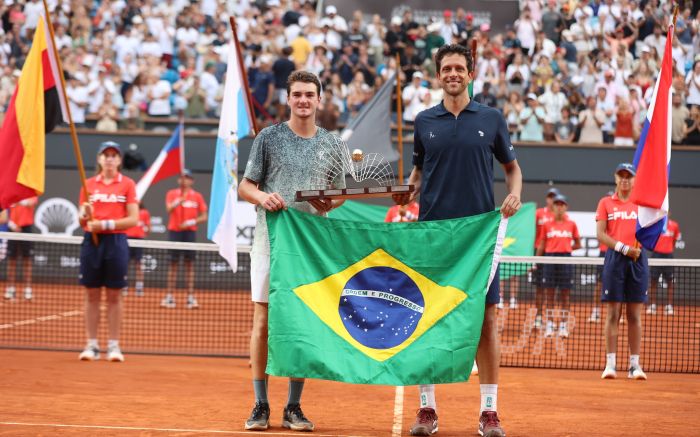 União entre juventude de Fonseca e experiência de Melo garantiu o troféu (Foto: Rio Open)