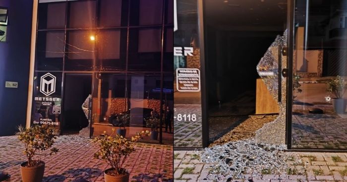 Imobiliária de Alexandre Metsger foi alvo de disparos na noite de segunda-feira