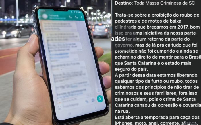 Print passou a circular na noite de segunda-feira em Itajaí e região