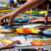 Workshop de colagem une criatividade, arte e grafite em Balneário Camboriú