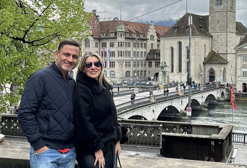 Em clima europeu, o casal Max Mota e Ana Carolina Zschoerper, de Balneário Camboriú, caminha pelas ruas de Zurique, na Suíça. (foto: Reprodução Instagram)