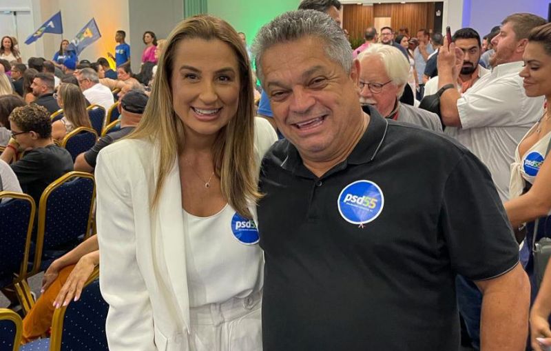 A pré-candidata a prefeita de BC, a briguenta Juliana Pavan (PSD), com o prefeito de Chapecó, João Rodrigues (PSD) (foto: divulgação)