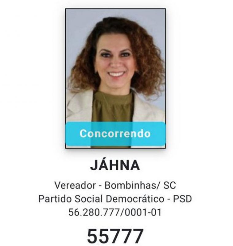 Tás brincando?! A Jhana (PSD), que foi candidata a vereadora de Bombinhas, recebeu três votos e pediu voto pra outra concorrente ao pleito… (foto: divulgação)