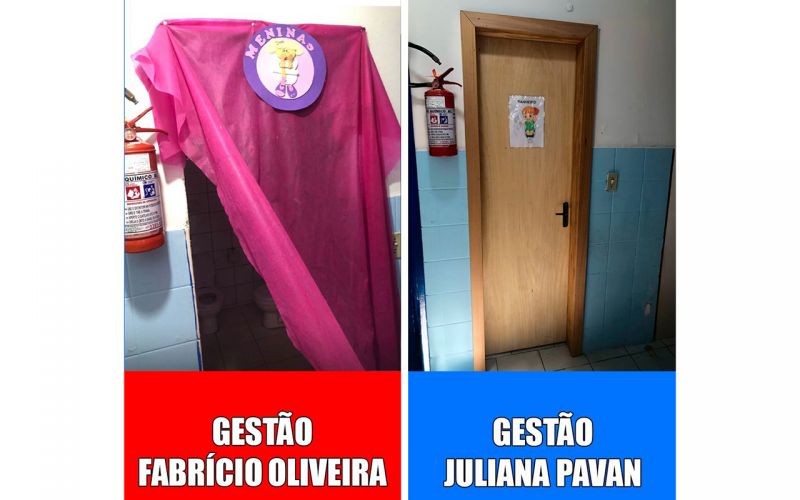 Situação das escolas no tempo do muso das bochechas rosadas, Fabrício Oliveira (PL), e agora na era Juliana Pavan (PSD) 