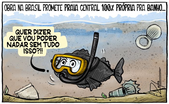 Obra na Brasil promete praia Central 100% própria pra banho