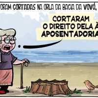Árvores na orla da praia da Bacia da Vovó são cortadas