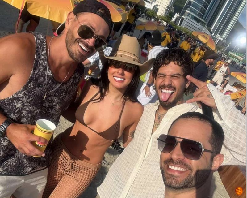Sertanejos em BC - Registro da passagem dos cantores Ana Castela e Zé Felipe por Balneário Camboriú nesta semana. O casal sertanejo veio à região para gravar o projeto audiovisual Agroplay. O modelo Thomaz Martins e o corretor de imóveis Sulivan Ferreira também participaram das gravações. (foto: reprodução)