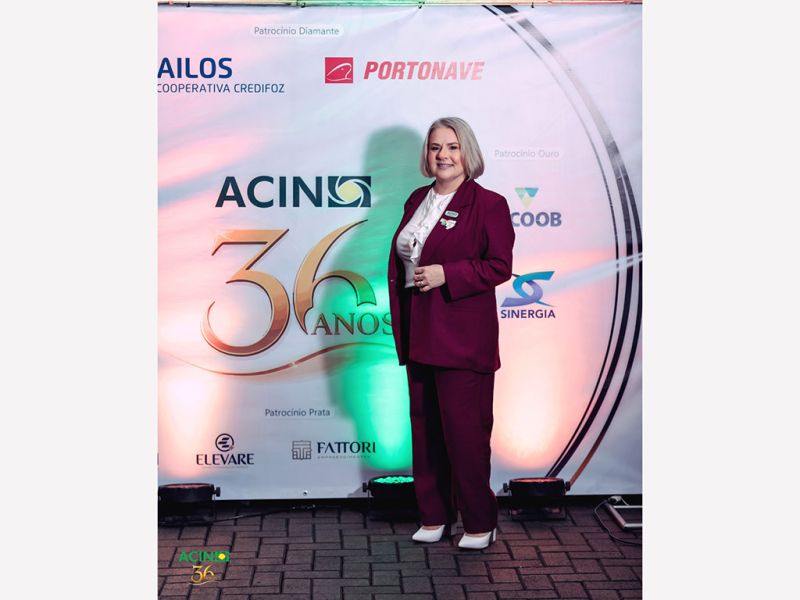 A presidente da Acin, Debora Celine Bergamaschi dos Santos, destacou o evento de comemoração dos 36 anos da entidade como “um encontro de conexões, histórias e pessoas que fazem a diferença em Navegantes”